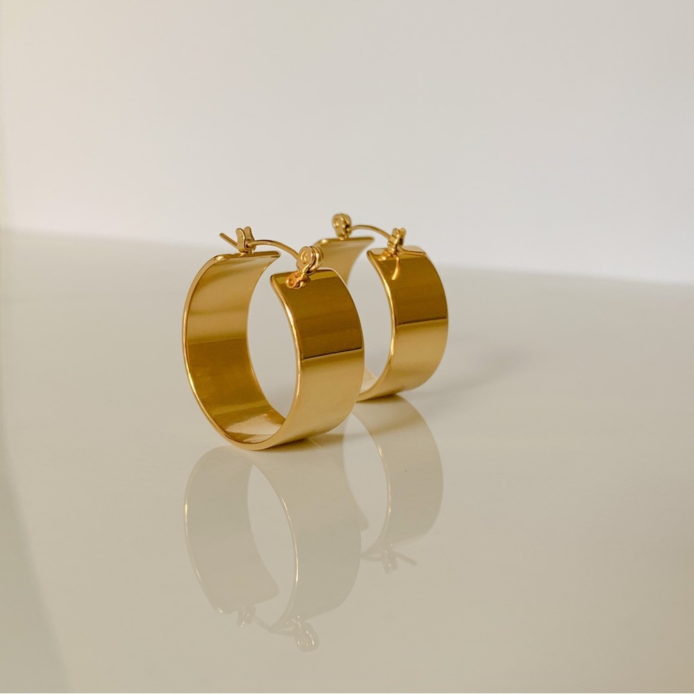 18k gold chunky hoop earrings, Gold Hoop Earrings, simple gold earrings
